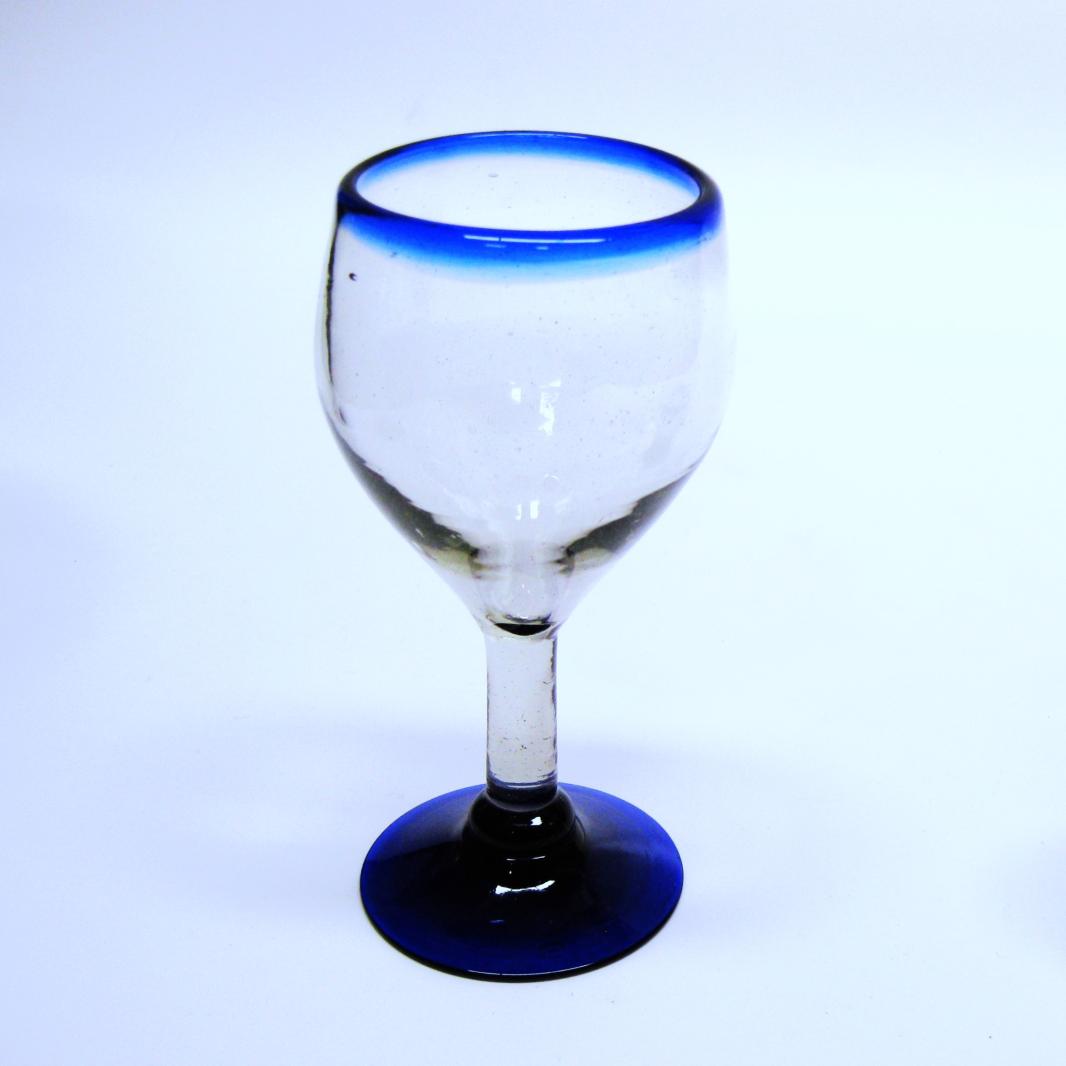 Ofertas / Juego de 6 copas para vino pequeas con borde azul cobalto / Copas de vino pequeas con un borde azul cobalto. Se pueden utilizar para tomar vino blanco o como copas de vino para cualquier ocasin.